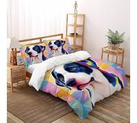 Motivo del cane Set Di Biancheria Da Letto Per 3 Pezzi Con Stampa 3D Art Pastoral Animal Copripiumino Con 2 Federe in Microfibra Morbida E Leggera Double（200x200cm）