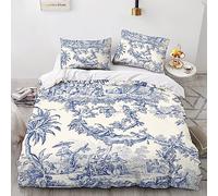 Motivo di Toile De Jouy Set Di Biancheria Da Letto Con Stampa Digitale 3D, Copripiumino E Federe, in Microfibra, Con Chiusura Lampo, 3 Pezzi,Copripiumini King(220x240cm)