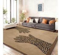 Motivo dinamico con impronta di zampa di leopardo Tappeto, Marrone castagna Tappeto in morbida flanella, antiscivolo e lavabile, per soggiorno camera da letto e cameretta dei bambini 50 x 80 cm