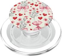 Motivo estetico Coquette con fiocchi e cuori rosa PopSockets PopGrip per MagSafe
