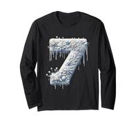 Motivo Floreale con Numero Sette per Gli Amanti dell'Inverno Maglia a Manica
