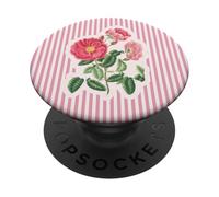 Motivo floreale con rose selvatiche Design cottage a strisce PopSockets PopGrip Adesivo