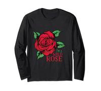 Motivo floreale con una rosa rossa e sono una rosa selvatica. Maglia a Manica