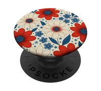Motivo floreale Fiori selvatici Rosso Bianco Blu Floreale 4 luglio PopSockets PopGrip Adesivo