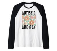 Motivo Floreale retrò Margherita Autistico e Gay Maglia con Maniche Raglan