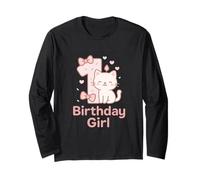 Motivo Gatto per Il Primo Compleanno della Bambina Maglia a Manica