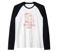Motivo Gatto per Il Primo Compleanno della Bambina Maglia con Maniche Raglan