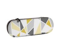 Motivo geometrico in giallo e grigio, Astuccio per matite Astuccio per matite in pelle PU Astuccio per penne a matita di grande capacità