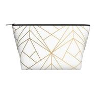 Motivo geometrico in oro con riflessi bianchi, Borsa da toilette Borsa per trucco Borsa per cosmetici Borsa da toilette da viaggio portatile