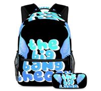 Motivo geometrico per tornare a scuola con il nostro set zaino e astuccio per ragazzi, ragazze e adolescenti, Multicolore#04, B：29.4x20x40cm P：19x7.5x3.8cm, Zaini Daypack