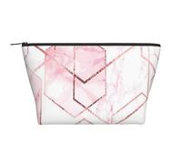Motivo geometrico senza soluzione di continuità con linee glitter dorate e marmo rosa, Borsa da toilette Borsa per trucco Borsa per cosmetici Borsa da toilette da viaggio portatile