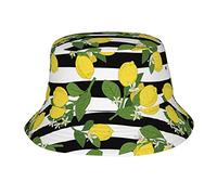 Motivo giallo limone con strisce bianche e nere Cappelli alla pescatora per donna Uomo Cappelli da pescatore estivi unisex Cappellino per protezione solare per adolescenti Packable Trendy Travel Beach