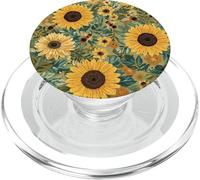 Motivo giardino girasole con api, design rustico floreale ape PopSockets PopGrip per MagSafe