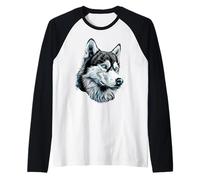 Motivo Husky Amante dei Cani Amo i Siberian Husky Maglia con Maniche Raglan