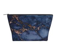 Motivo in marmo blu navy e finto rame, Borsa da toilette Borsa per trucco Borsa per cosmetici Borsa da toilette da viaggio portatile