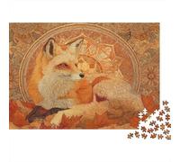 Motivo Mandala bohémien Red Fox Lying Among Autumn Leaves 1000pcs (75x50cm) Puzzle Adatto Per Adulti E Folla Dai 14 Anni in Su