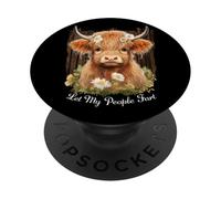 Motivo: mucca delle Highlander, Let My People Fart, amante degli animali da fattoria PopSockets PopGrip Adesivo