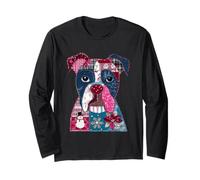 Motivo Natalizio con Cane Patchwork Maglia a Manica