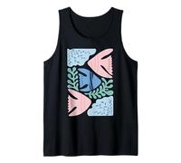 Motivo Pastello a Forma di Pesce dell'Oceano con estetica di alghe Marine Canotta