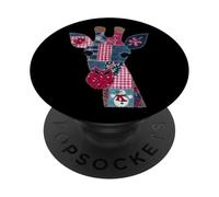 Motivo patchwork colorato con giraffa PopSockets PopGrip Adesivo