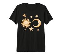 Motivo retrò Anni '90, Sole, Luna, Stelle, celesti Maglietta Premium