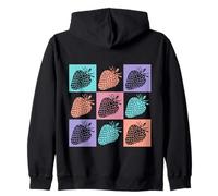 Motivo retrò con fragole pop art in vivaci colori estivi Felpa con Cappuccio