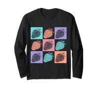 Motivo retrò con fragole pop art in vivaci colori estivi Maglia a Manica