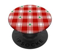 Motivo scozzese a quadretti con albero di Natale per ragazze PopSockets PopGrip Adesivo