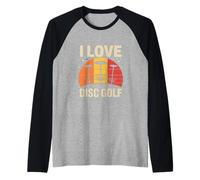 Motivo Solare Vintage retrò I Love Disc Golf Maglia con Maniche Raglan