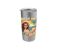Motivo sulla spiaggia con una bella estate che dice Bicchiere termico in acciaio inox doppia parete