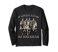 Motivo umoristico di Gengis Khan Impero Mongolo Equitazione Maglia a Manica