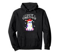 Motivo Unicorno Natalizio I Hate Christmas Unicorn Felpa con Cappuccio