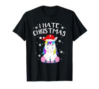 Motivo Unicorno Natalizio I Hate Christmas Unicorn Maglietta