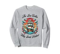 Motivo vintage nave a vela, look retrò tatuaggio mare desiderio Felpa