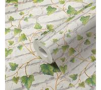 Motivtapete Con Bianca Backsteinmauer E Efeu-Ranken - Verde, Bianco, Marrone