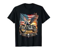 Moto Bandiera Americana Americana Patriottica Motociclista Maglietta