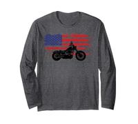Moto Biker Retro Moto Bandiera USA 4 luglio Maglia a Manica