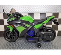 Moto elettrica 12v per bambini, Ninja Ecial Edizione, Verde, Ruote Gomma, Bambini da 3 a 6 ANNI