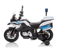 Moto elettrica bambini 12v BMW-F850 GS Polizia MC, 2X12V, Bianca-Blu, da 2 a 7 anni