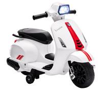 Moto Elettrica per Bambini 2-4 Anni Vespa 6V Rotelle e Luci Bianco DecHome
