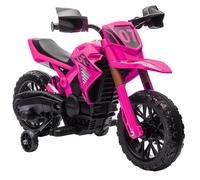 Moto Elettrica per Bambini 3-8 Anni 12V Rotelle e Clacson 3 km/h Rosa DecHome