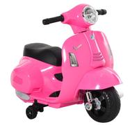 HOMCOM Moto Elettrica per Bambini con Licenza Ufficiale Vespa Batteria 6V, Fari e Clacson, per Bimbi da 18-36 mesi, Rosa, 66.5x38x52cm Aosom