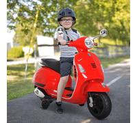 Moto Elettrica per Bambini Design Vespa, Batteria 6V con Suoni e Luci, Età 3-6 Anni, Rosso