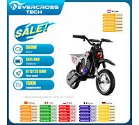 Moto Elettrica per Bambini EVERCROSS TECH EV12M Pro - 300W, 25 km/h, 15 km di Autonomia, Bluetooth e LED, Pneumatici 12'', Motocross per 3-12 Anni