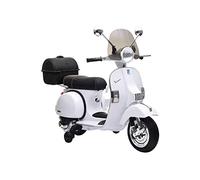 Moto Scooter Elettrico per Bambini Piaggio VESPA PX150 FULL con Parabrezza e Bauletto 12V-Bianco