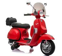 Moto Elettrica per Bambini Piaggio Vespa PX 150 12v Full Parabrezza e Bauletto Luci Suoni LED Mp3 (Rosso)