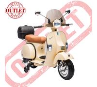 Moto Elettrica per Bambini Piaggio VESPA PX150 FULL con Parabrezza e Bauletto 12V-Avorio - Seconda Scelta