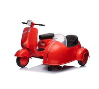 Moto Elettrica per Bambini Piaggio Vespa Sidecar Big 12V Luci Suoni LED Mp3 (Rosso)