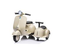 Moto Elettrica per Bambini Piaggio Vespa Sidecar Small 6V Luci Suoni LED Mp3 (Avorio)