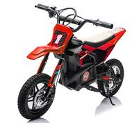 Moto Elettrica per Ragazzi Thunder Cross 24V 250W 14+ Sedile in Pelle Accensione a Chiave Acceleratore a Manopola Ruote in Gomma Portata 60kg Mini Moto Cross Elettrica (Rosso)